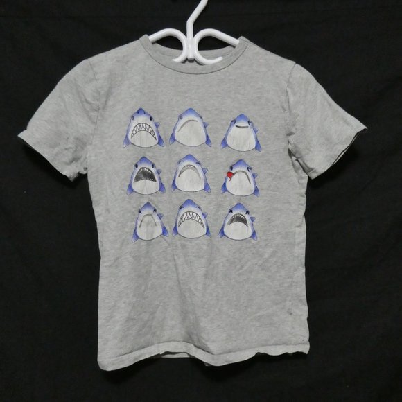 GAP KIDS, large, grey graphic tee, shark theme, EUC - Picture 2 of 12